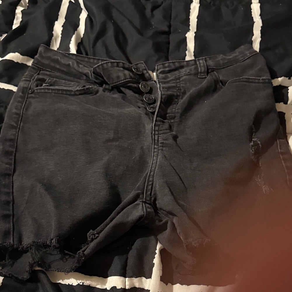 KanCan Black Distressed Jean Shorts